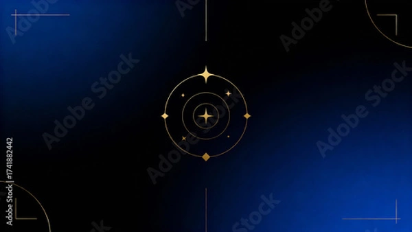 Fototapeta Celestial Tarot Moon Card Halloween Mystical Witchy Minimalist Blue-Black Background