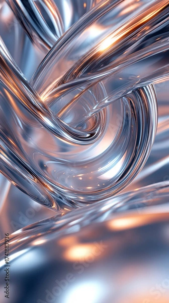 Obraz Abstract 3D rendering of twisted lines, creating a modern futuristic shape, ideal for digital backgrounds, creative designs, technology visuals, and contemporary illustrations.
