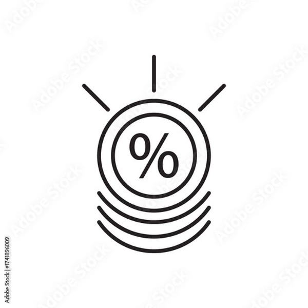 Fototapeta Interest rate symbol icon represents finance, savings, loans, credit, and investment returns. Perfect for banking, percentage calculations, economic analysis, and financial growth strategies.