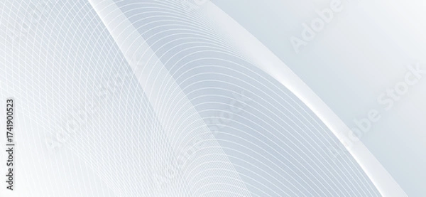 Fototapeta The image showcases delicate, curved white lines forming a soft, flowing pattern against a subtle light gray gradient background, creating an elegant and minimalist texture effect