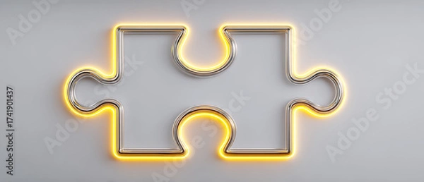 Fototapeta Puzzle Piece Design With Glowing Light on a Simple Background Showcasing Creativity and Logic in Visual Art