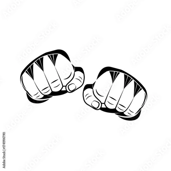 Obraz Fighter hands on white background vector illustration