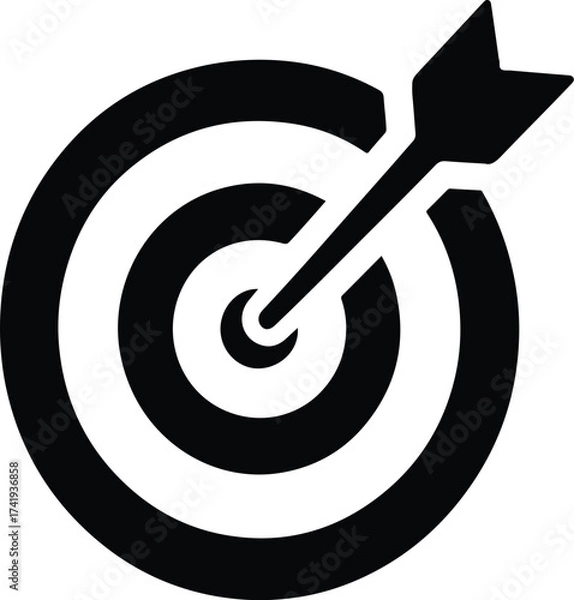 Fototapeta Archery Target Flat Icon with Arrow — Goal, Victory, and Bullseye Symbol for Business Success and Accuracy Concept