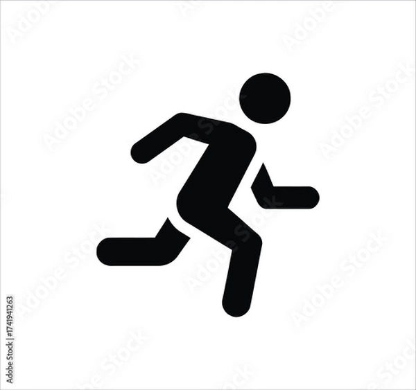 Fototapeta Man standing, walking, and running icon set. People symbols showing person in motion and posture. Human figure standing, walking, and running poses. Outline vector illustration.