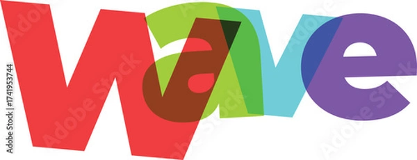 Obraz Colorful Wave Typography Graphic Design Modern Overlapping Letters Isolated Art