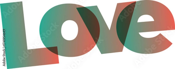 Fototapeta Love word typography design graphic art concept of affection greeting