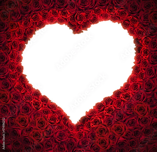 Obraz Heart shaped from red roses with isolated background for copy space