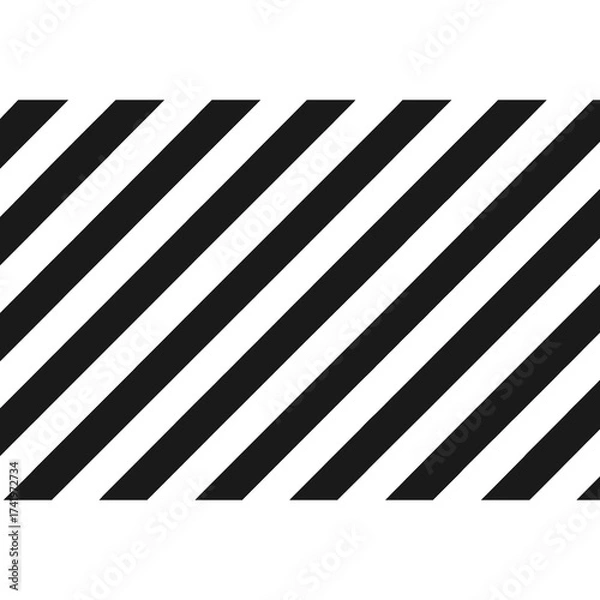 Fototapeta Black and white diagonal stripe pattern background, simple geometric design for warning, texture, or decoration use.