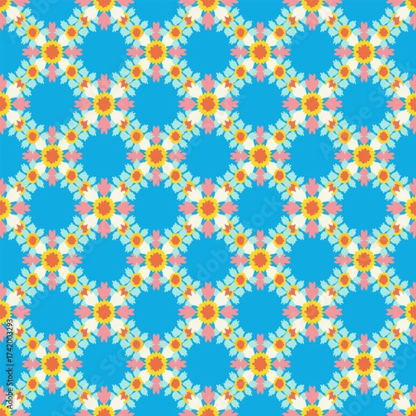 Fototapeta seamless pattern with colorful flowers