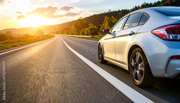 Fototapeta Car driving on a highway