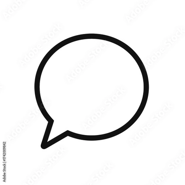 Fototapeta Simple speech bubble icon representing chat, message, or communication in outline style.
