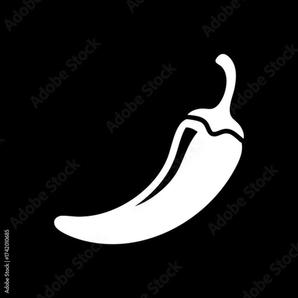 Fototapeta White chili pepper icon on black background simple vector graphic.