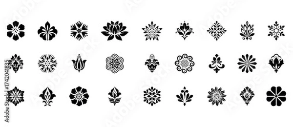 Obraz Flower icons set. Isolated elements for design. Vector graphics.