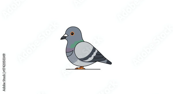 Obraz A delightful and simplistic illustration of a pigeon standing against a plain white background showcasing its distinct features