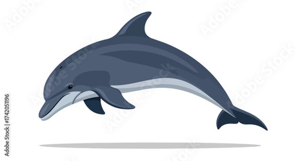Obraz Depiction of a marine mammal gracefully soaring above the white expanse marine serenity portrayed by digital aquatic animal in motion vector