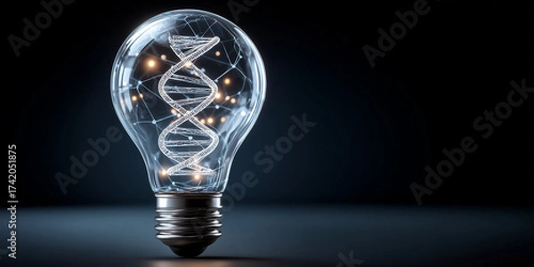 Fototapeta Biotech innovation funding event laboratory infographic dark environment close-up view conceptualizing future possibilities