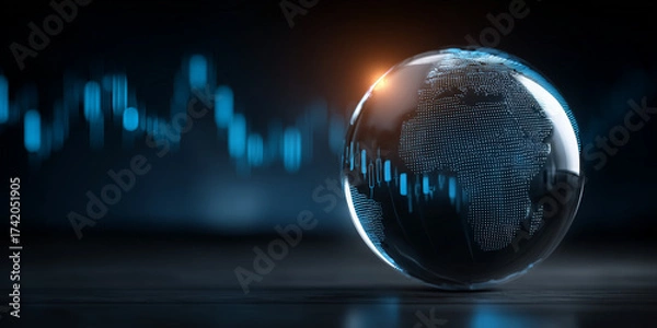 Fototapeta Global biotech innovation funding trends business landscape data visualization digital environment analytical viewpoint