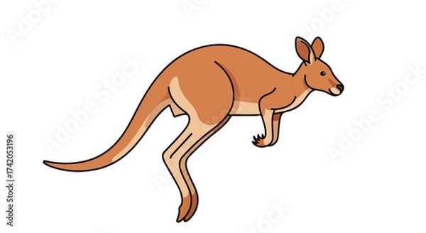 Obraz Delightful depiction of a kangaroo mid-leap, evoking australian wildlife and native animal representations showcasing its distinctive form and