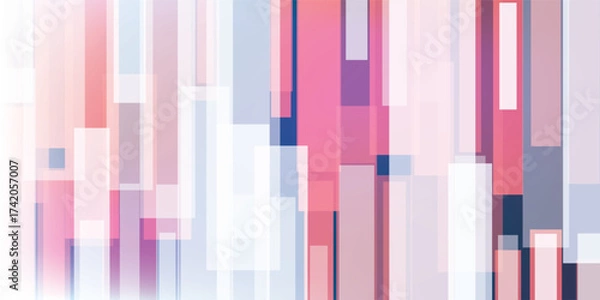 Fototapeta Abstract vector background with vertical layers of gradient rectangles, thick lines in soft peach, pink and blue tones. Modern geometric design for digital, decorative and creative use.