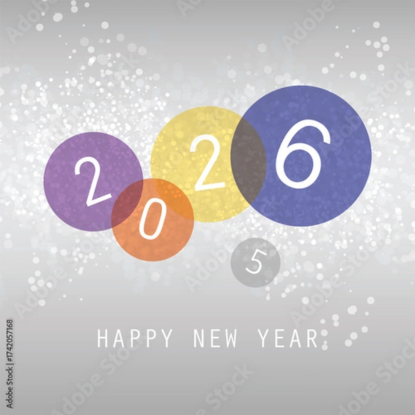 Fototapeta Best Wishes - Simple Colorful New Year Card, Cover or Background, Vector Design Template with Numerals - 2026