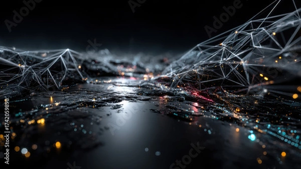 Obraz Artificial intelligence tech background. Digital technology, deep learning and big data concept