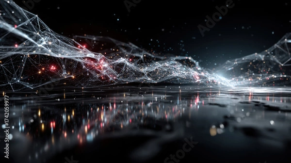 Obraz Artificial intelligence tech background. Digital technology, deep learning and big data concept