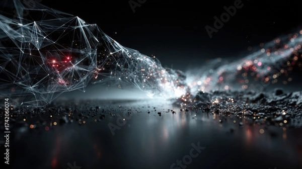 Obraz Artificial intelligence tech background. Digital technology, deep learning and big data concept