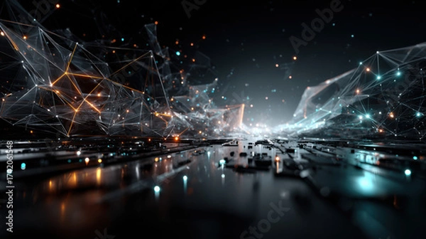 Obraz background abstract polygon data technology communication vector design illustration