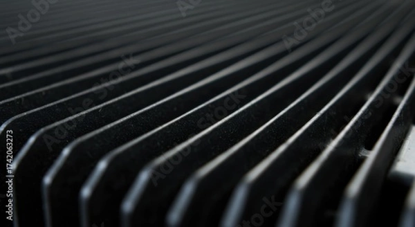 Obraz Black textured surface with parallel lines and subtle reflections  