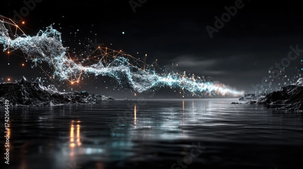 Obraz Big Data concept. Blockchain 3D illustration