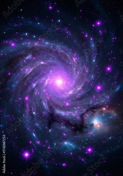 Fototapeta A mesmerizing cosmic whirlpool, a swirling vortex of stardust and ethereal nebulae illuminates the vast expanse of space