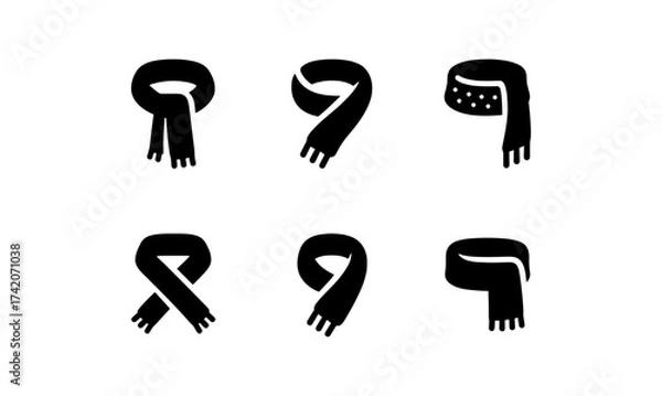 Fototapeta Minimalist scarf icons set for fashion design and winter styling