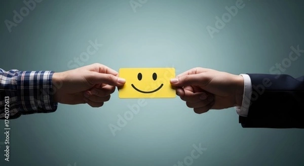 Fototapeta Professional Business Agreement with Smiley Face Symbolizing a Satisfactory Partnership of Excellence and Joyful Collaboration