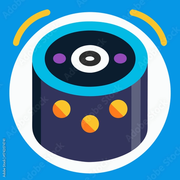 Fototapeta An isometric speaker icon with sound wave rings