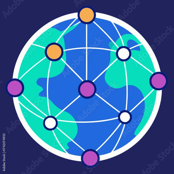 Fototapeta Digital globe icon showing a global network of connections