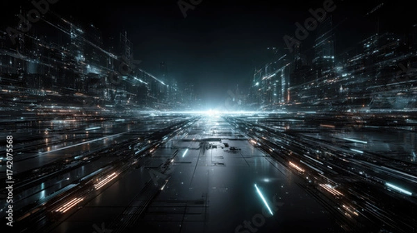 Obraz Blue layout futuristic brochures, flyers, placards. Contemporary science and digital technology concept