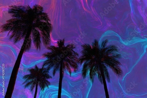Obraz palm trees in the night