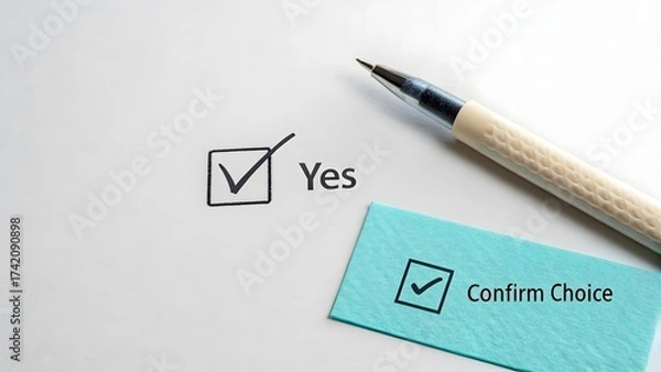 Obraz Single checked box with Yes confirmation symbol