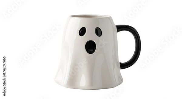 Fototapeta Spooky Ghost shaped Ceramic Mug with Black Handle