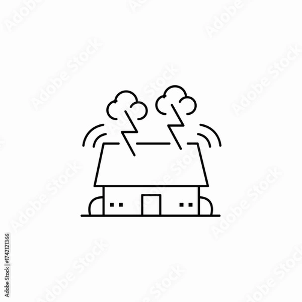 Obraz house storm damage icon sign vector