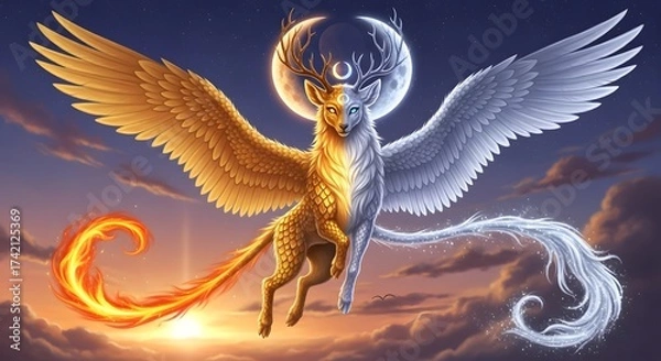 Fototapeta Majestic Mythical Animal in Enchanted Realm of Fantasy and Wonder