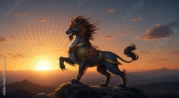 Fototapeta Majestic Mythical Animal in Enchanted Realm of Fantasy and Wonder