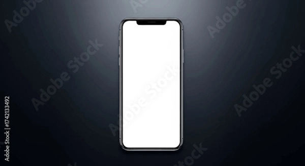 Obraz A smartphone with a blank white screen.