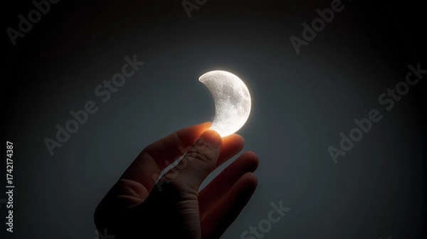 Obraz Hands, open and supporting a bright full Moon