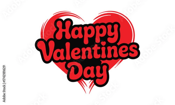 Fototapeta Happy Valentine's Day Lettering Vector Collection, Colorful Calligraphy Style Text with Hearts and Glitter
