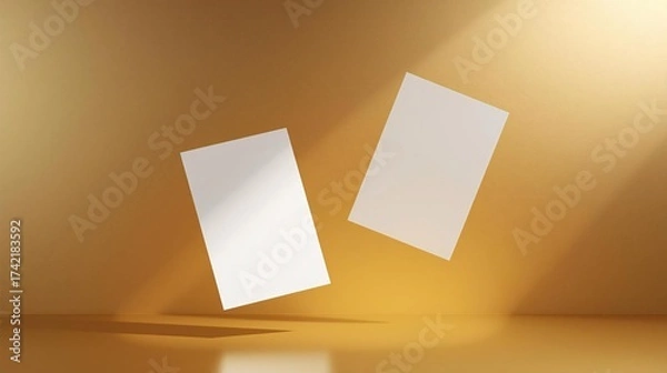 Fototapeta Minimalist Black Friday Flyer Mockup with Floating Blank Papers Background