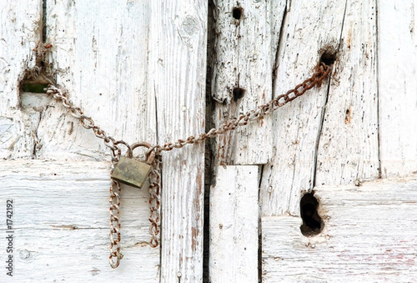 Fototapeta closed gate with a lock