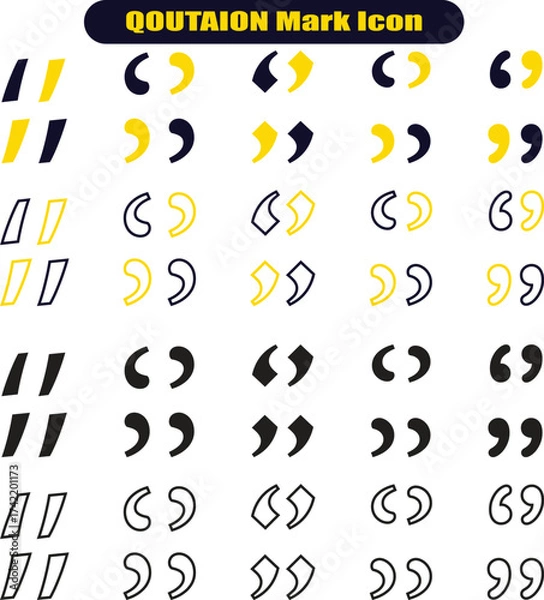 Fototapeta Quotes icon vector set. Colorful Quotation mark collection with fill n stork. Dialogue discussion symbol for UI UX, website, mobile app. Speech mark. Double inverted commas symbol.