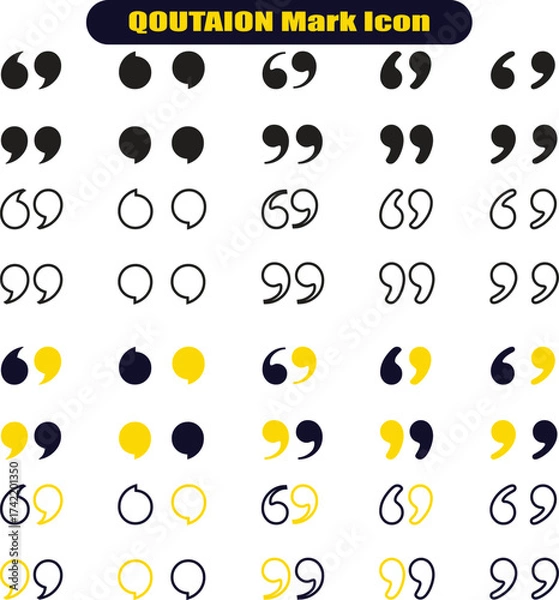Fototapeta Quotes icon vector set. Colorful Quotation mark collection with fill n stork. Dialogue discussion symbol for UI UX, website, mobile app. Speech mark. Double inverted commas symbol.