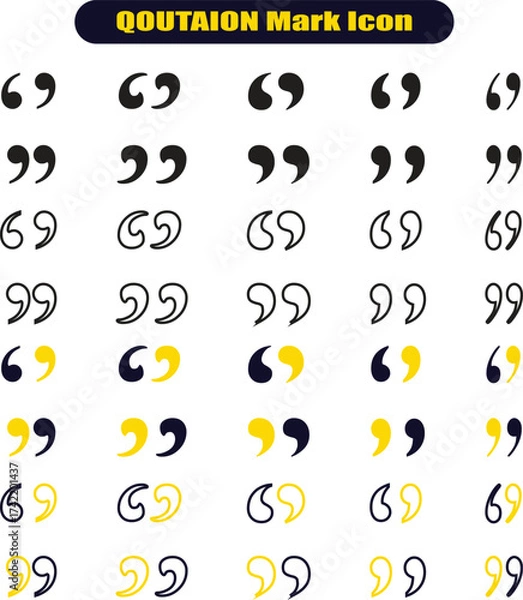 Fototapeta Quotes icon vector set. Colorful Quotation mark collection with fill n stork. Dialogue discussion symbol for UI UX, website, mobile app. Speech mark. Double inverted commas symbol.